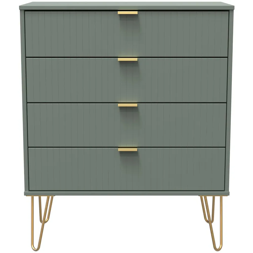 4 Drawer Wide Chest of Drawers - Reed Green