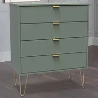 4 Drawer Wide Chest of Drawers - Reed Green