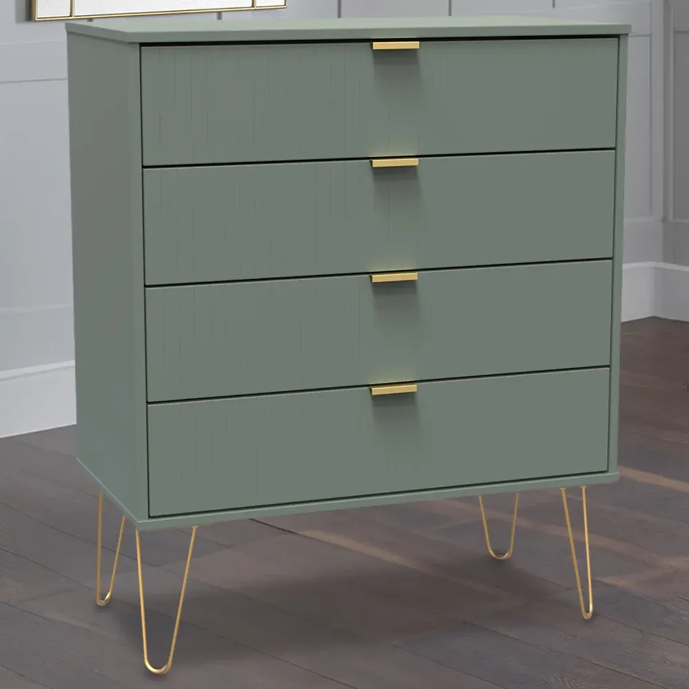 4 Drawer Wide Chest of Drawers - Reed Green