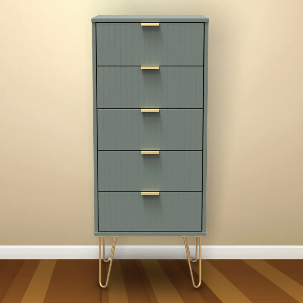 5 Drawer Chest of Drawers - Green