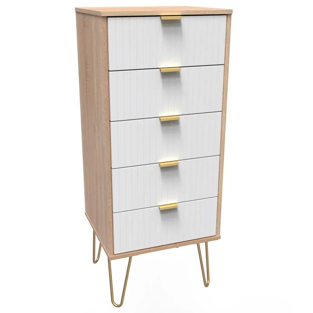 5 Drawer Chest of Drawers - White, Oak