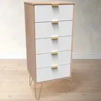 5 Drawer Chest of Drawers - White, Oak