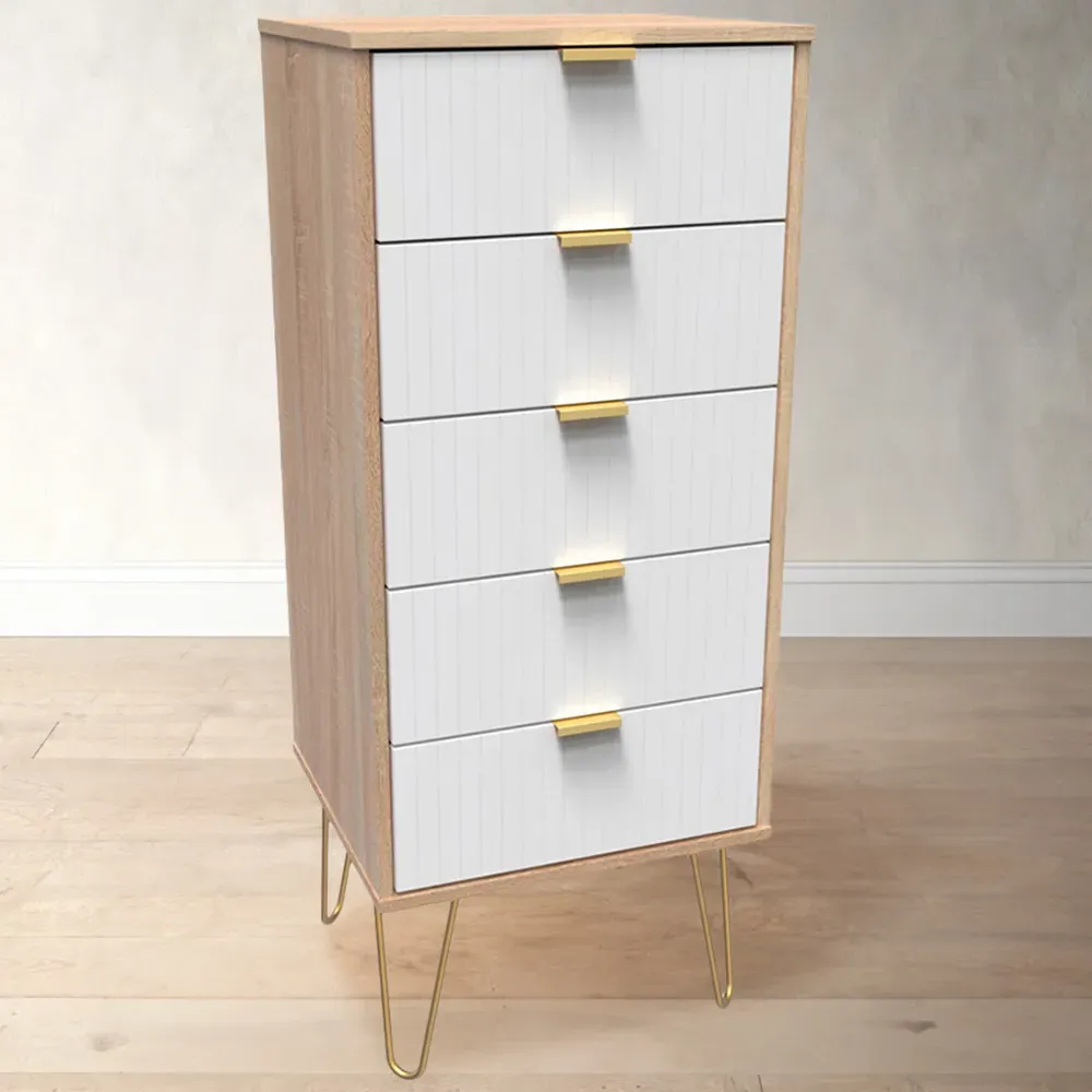 5 Drawer Chest of Drawers - White, Oak
