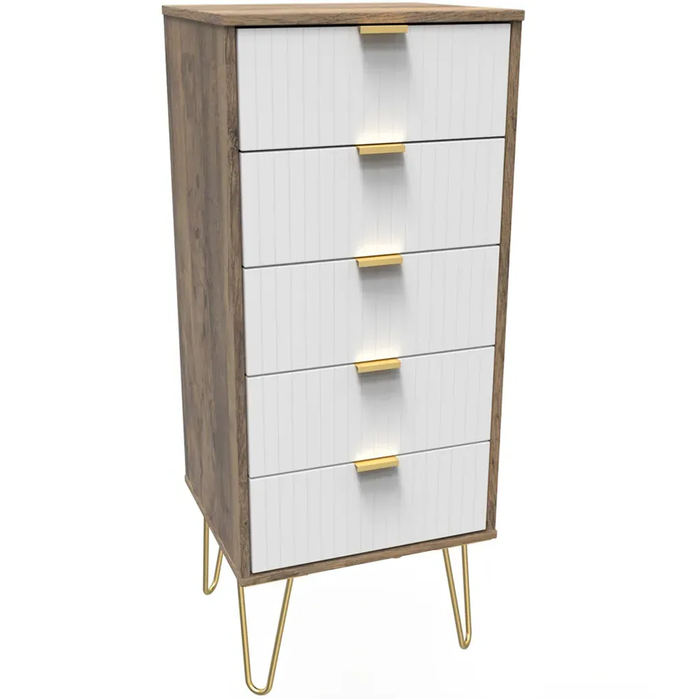 5 Drawer Chest of Drawers - White, Oak