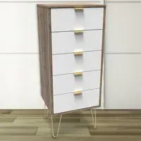 5 Drawer Chest of Drawers - White, Oak