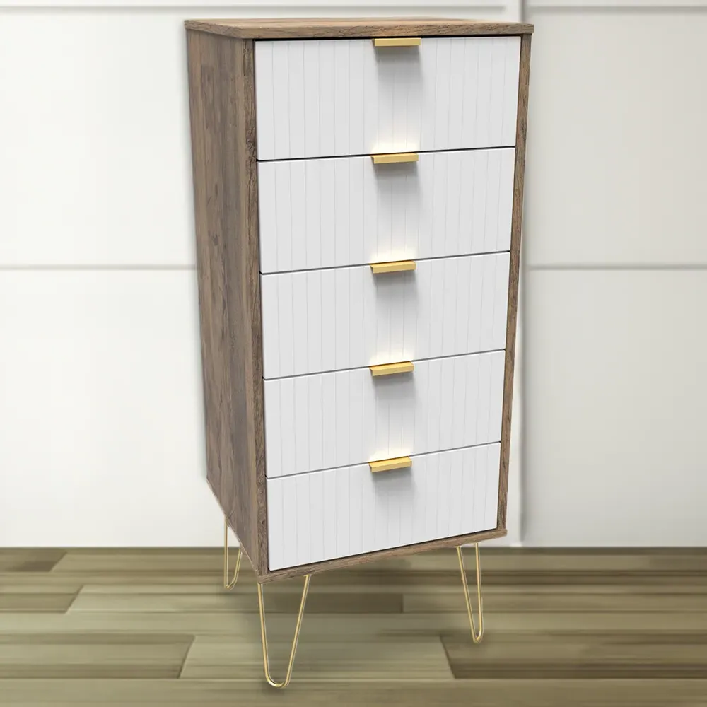 5 Drawer Chest of Drawers - White, Oak