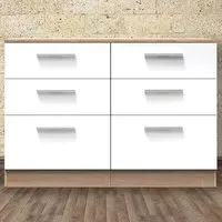 6 Drawer Midi Chest - White, Bardolino Oak