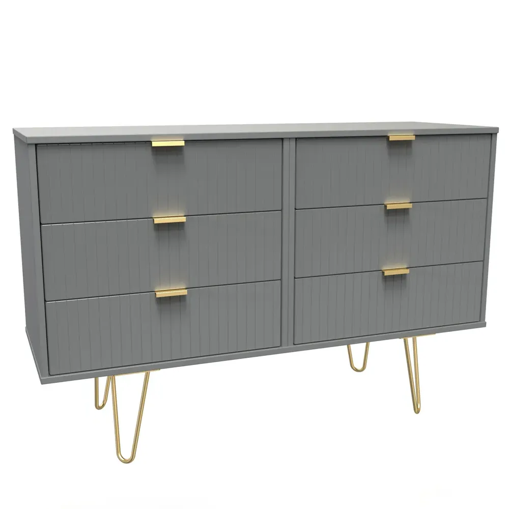 6 Drawer Wide Chest of Drawers - Dusk Grey