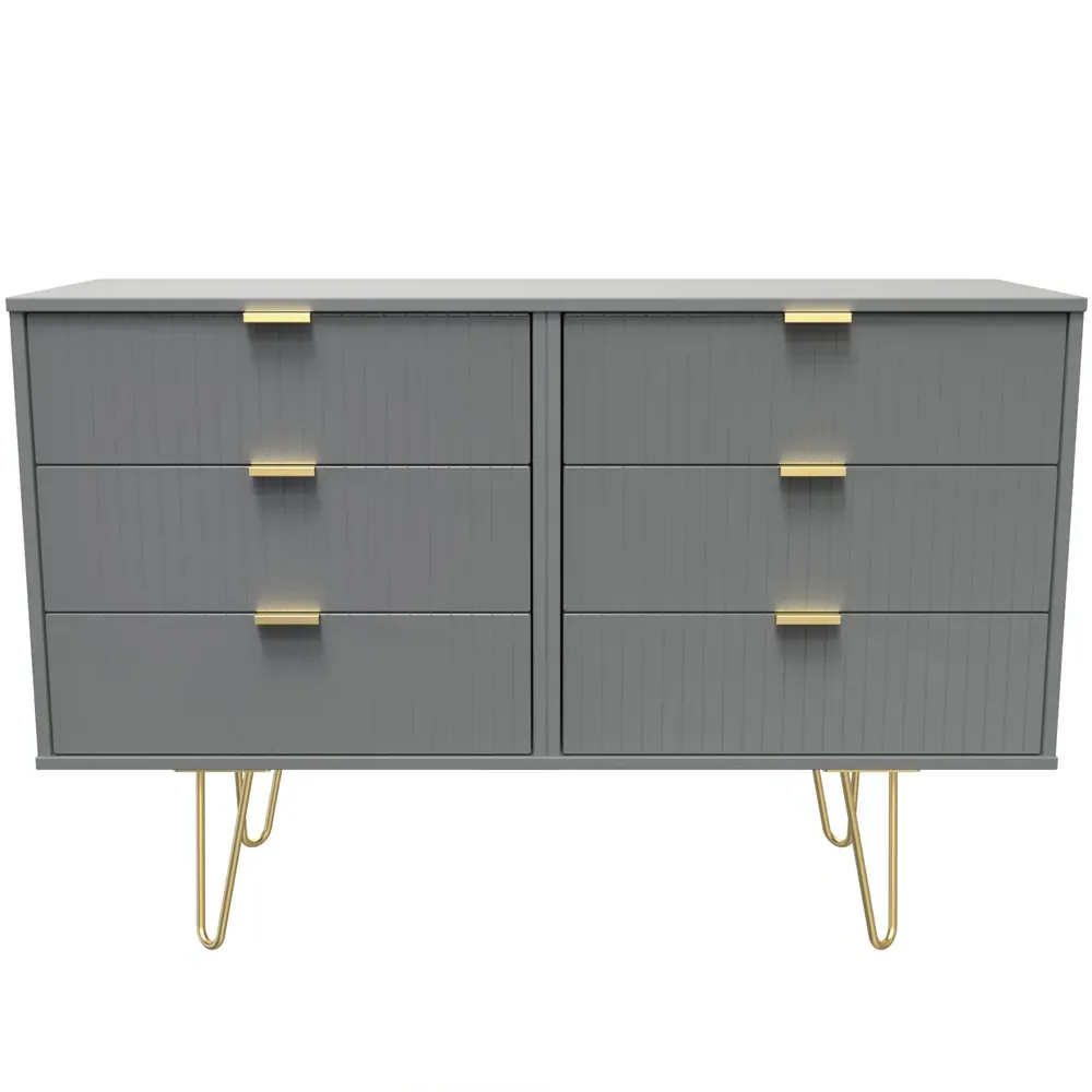 6 Drawer Wide Chest of Drawers - Dusk Grey