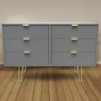 6 Drawer Wide Chest of Drawers - Dusk Grey