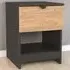 Bora 1 Drawer Bedside Cabinet with Shelf - Grey, Oak