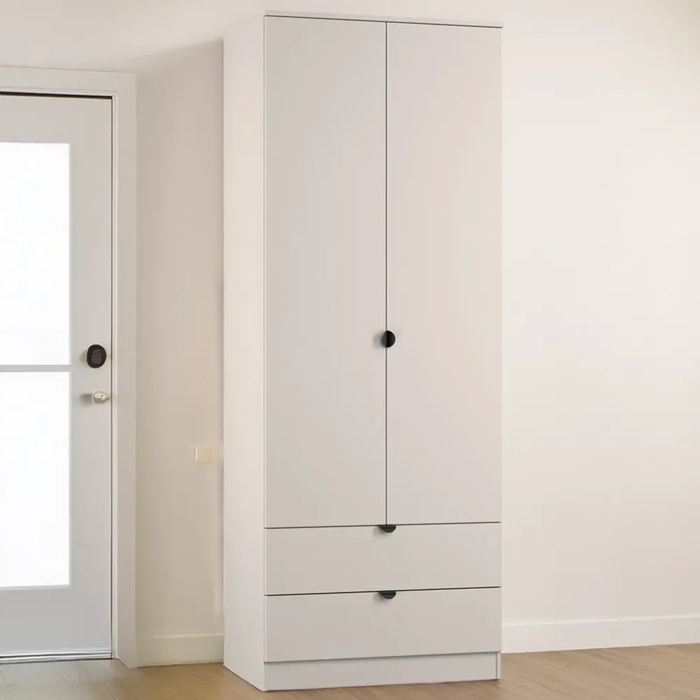Bora 2 Door 2 Drawer Tall Double Wardrobe - Cream