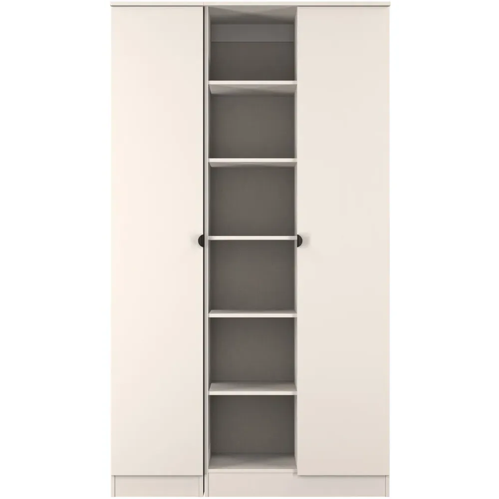 Bora 2 Door 6 Shelf Triple Wardrobe - Cream
