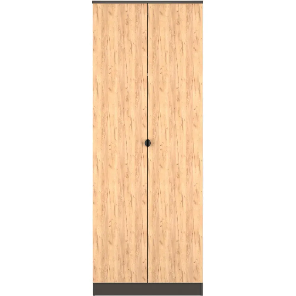 Bora 2 Door Tall Double Wardrobe - Grey, Oak