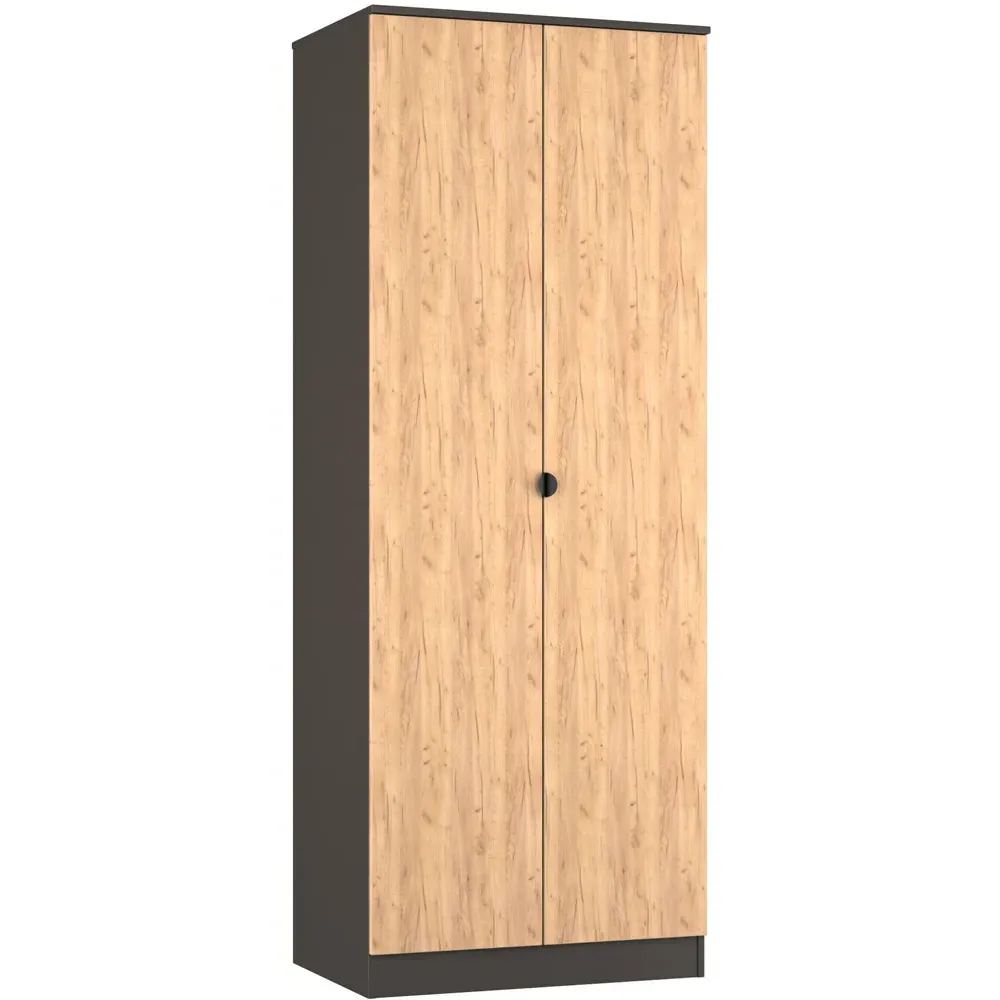 Bora 2 Door Tall Double Wardrobe - Grey, Oak