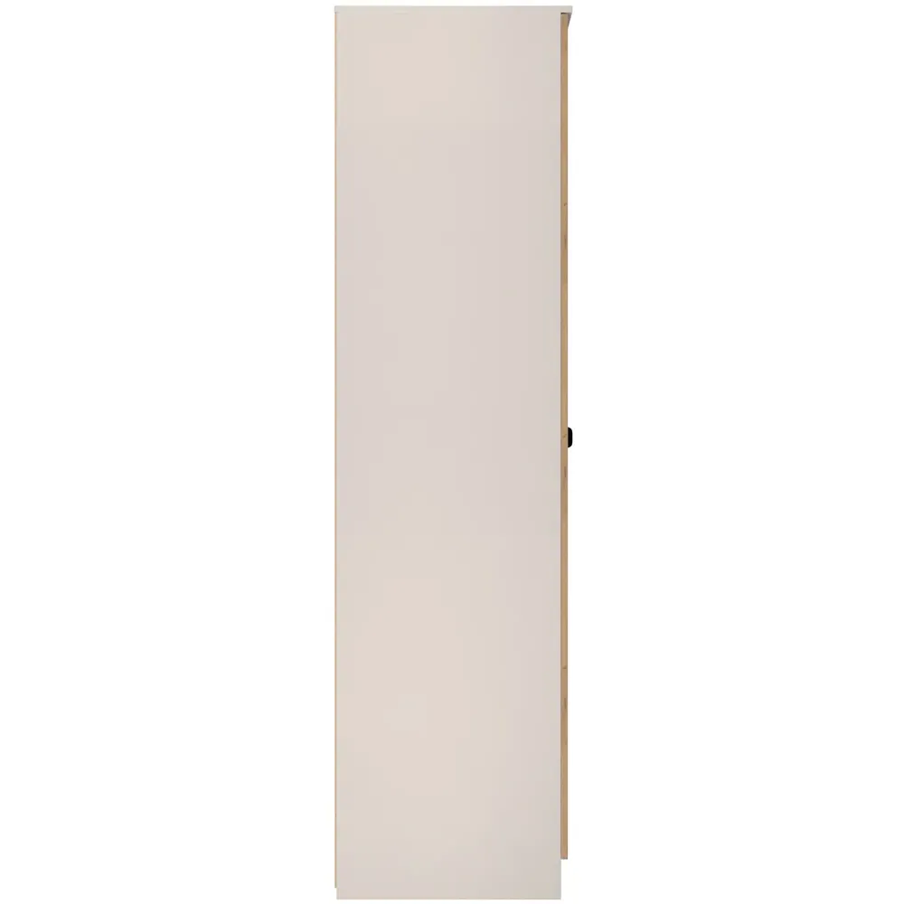 Bora 2 Door Triple Wardrobe with 6 Shelves - Cream, Gold Oak