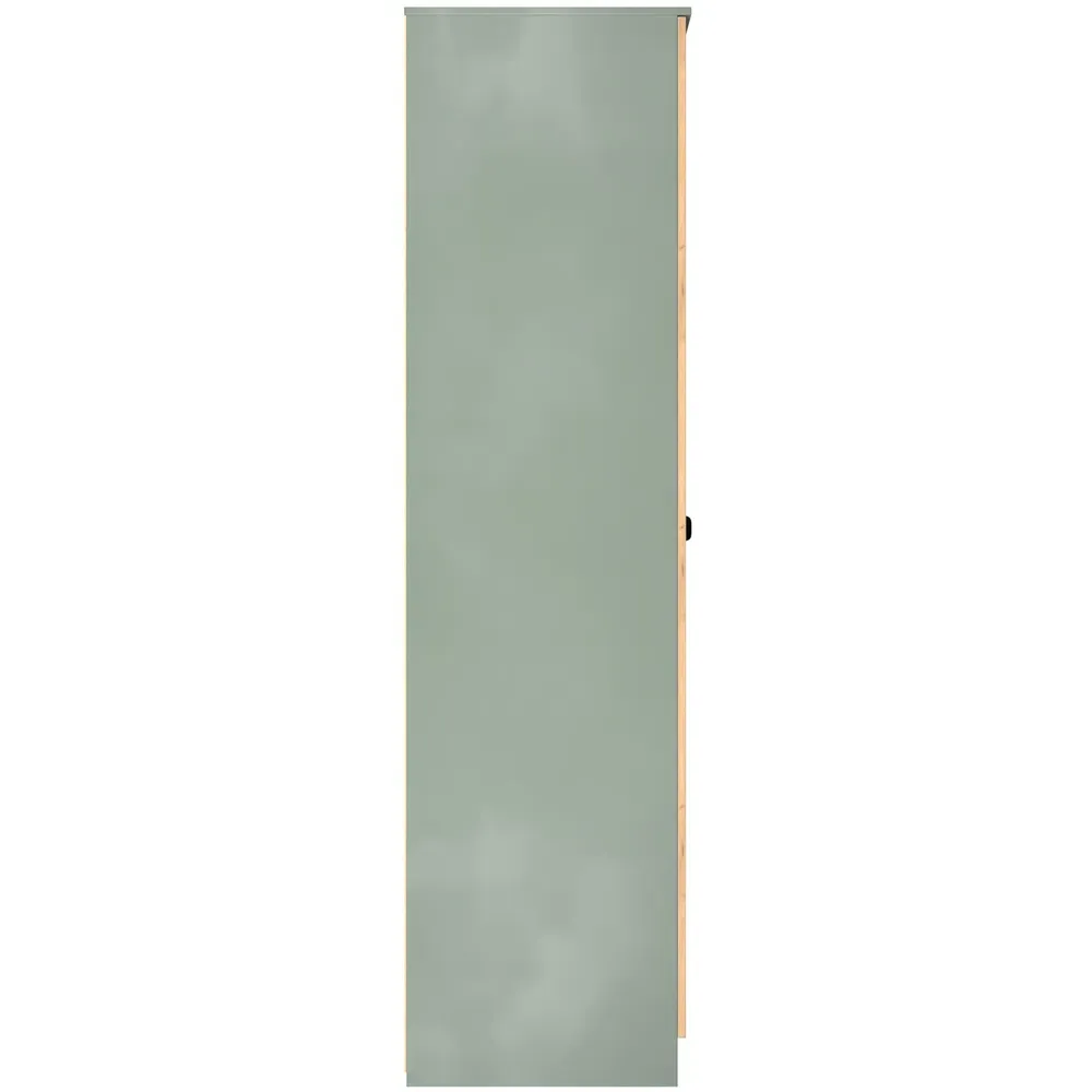 Bora 2 Door Triple Wardrobe with 6 Shelves - Green, Gold Oak