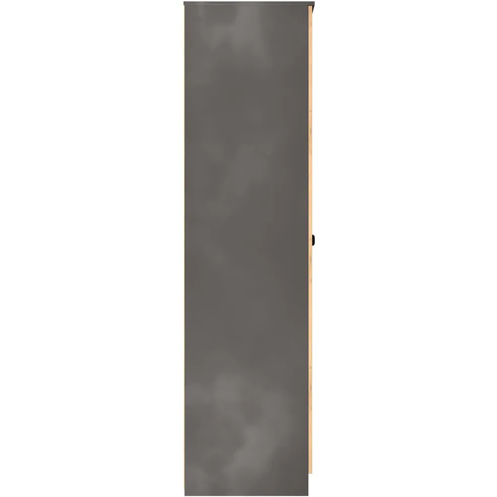 Bora 2 Door Triple Wardrobe with 6 Shelves - Grey, Gold Oak