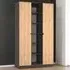 Bora 2 Door Triple Wardrobe with 6 Shelves - Grey, Gold Oak