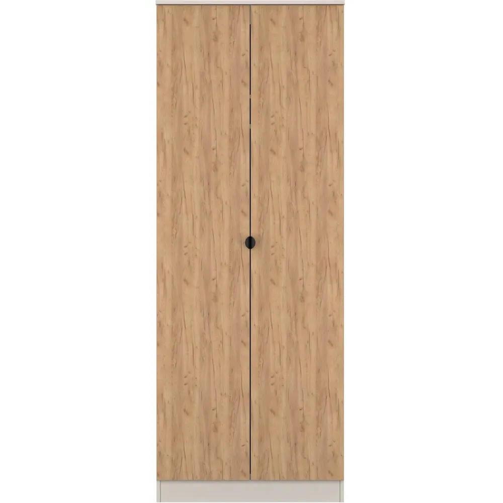 Bora 2 Door Wardrobe - Cream, Gold Oak