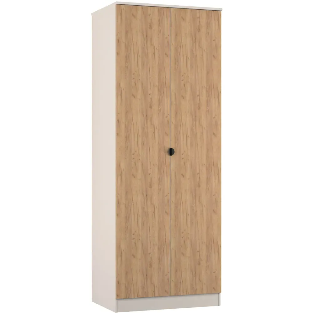 Bora 2 Door Wardrobe - Cream, Gold Oak