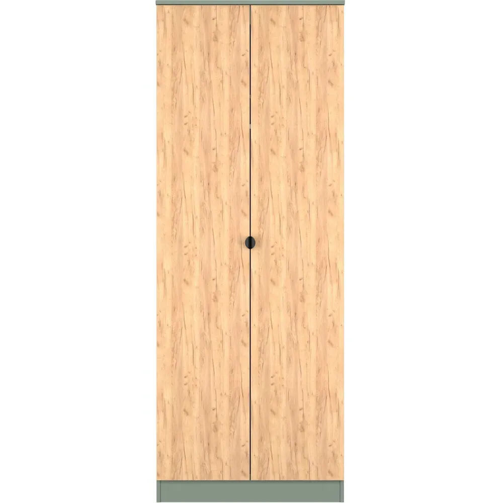 Bora 2 Door Wardrobe - Green, Gold Oak