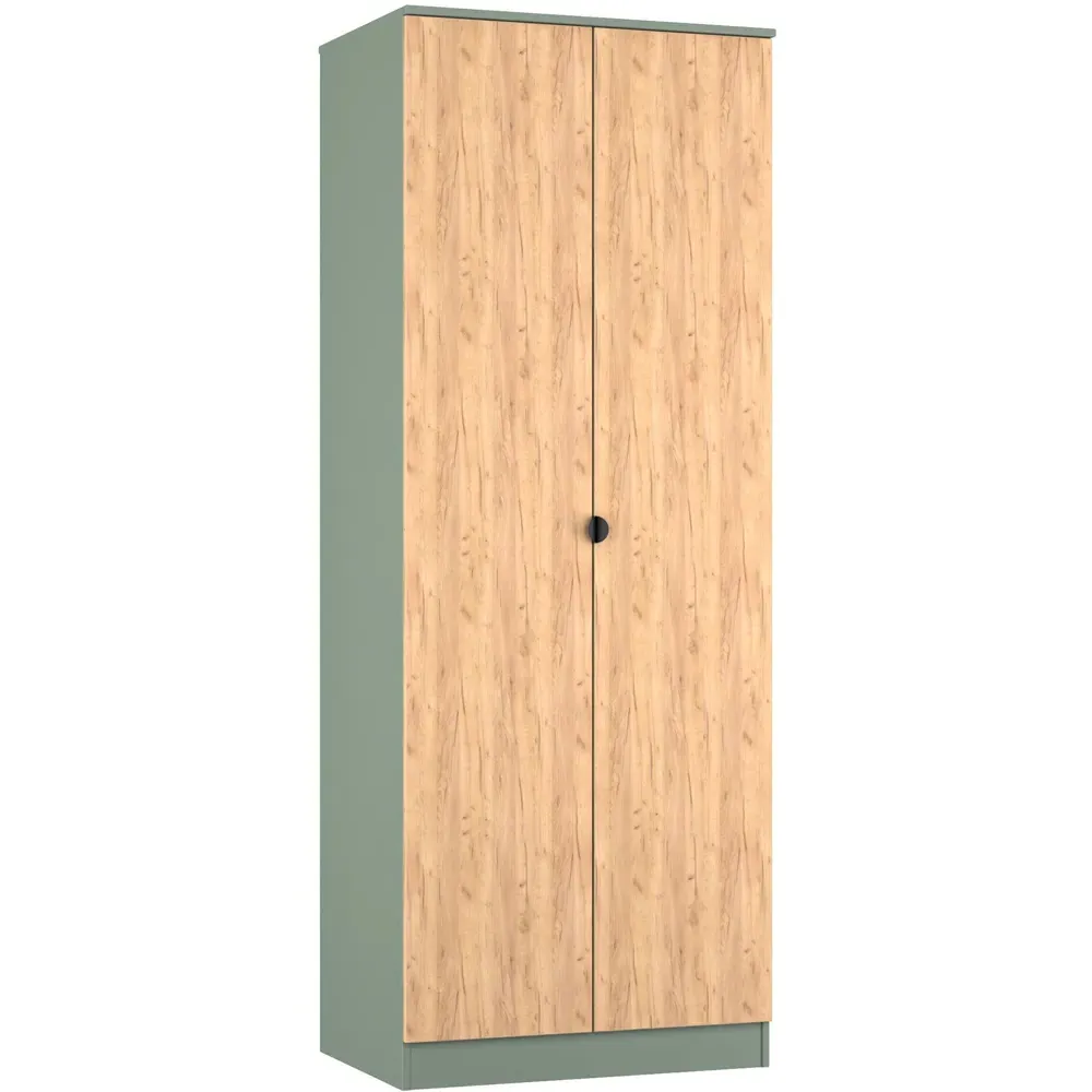 Bora 2 Door Wardrobe - Green, Gold Oak