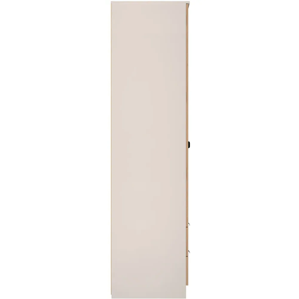 Bora 2 Door Wardrobe with Drawers - Cream, Gold Oak