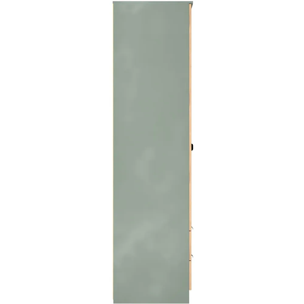 Bora 2 Door Wardrobe with Drawers - Green, Gold Oak