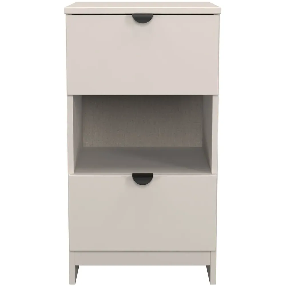 Bora 2 Drawer Bedside Cabinet with Shelf - Cream