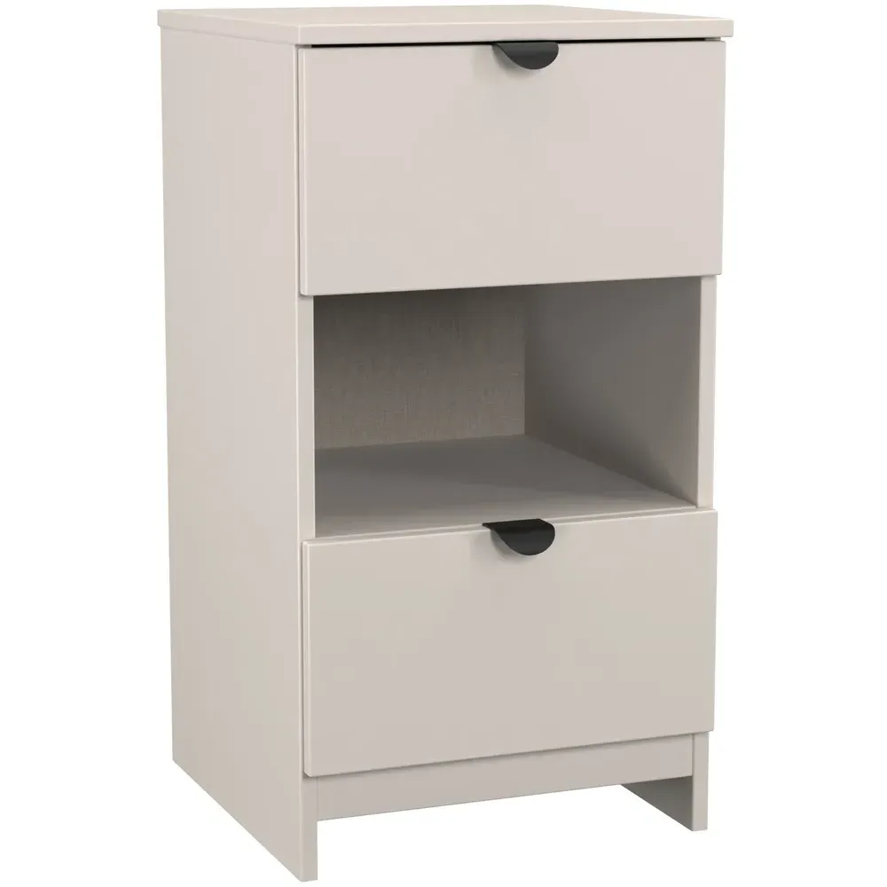Bora 2 Drawer Bedside Cabinet with Shelf - Cream