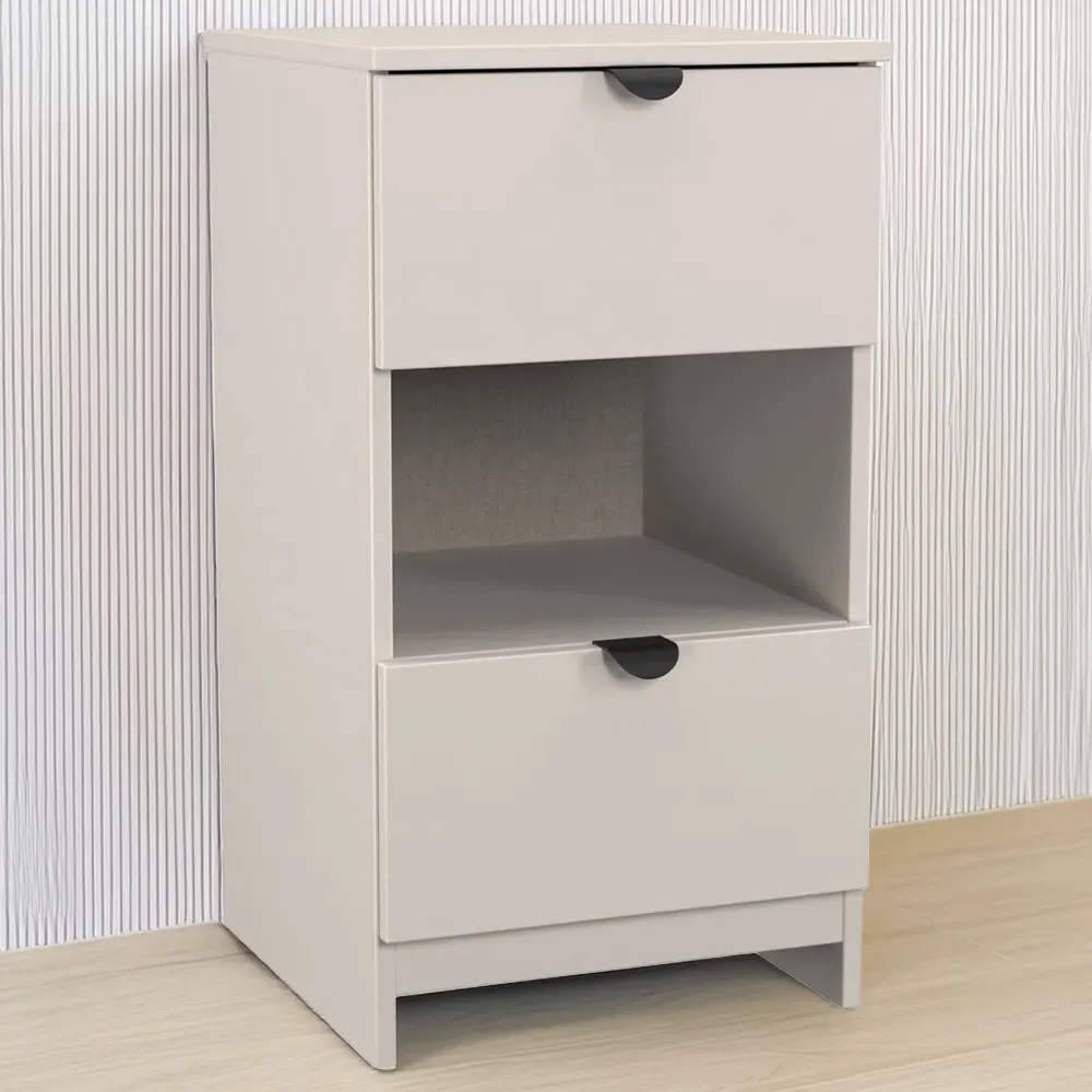 Bora 2 Drawer Bedside Cabinet with Shelf - Cream image