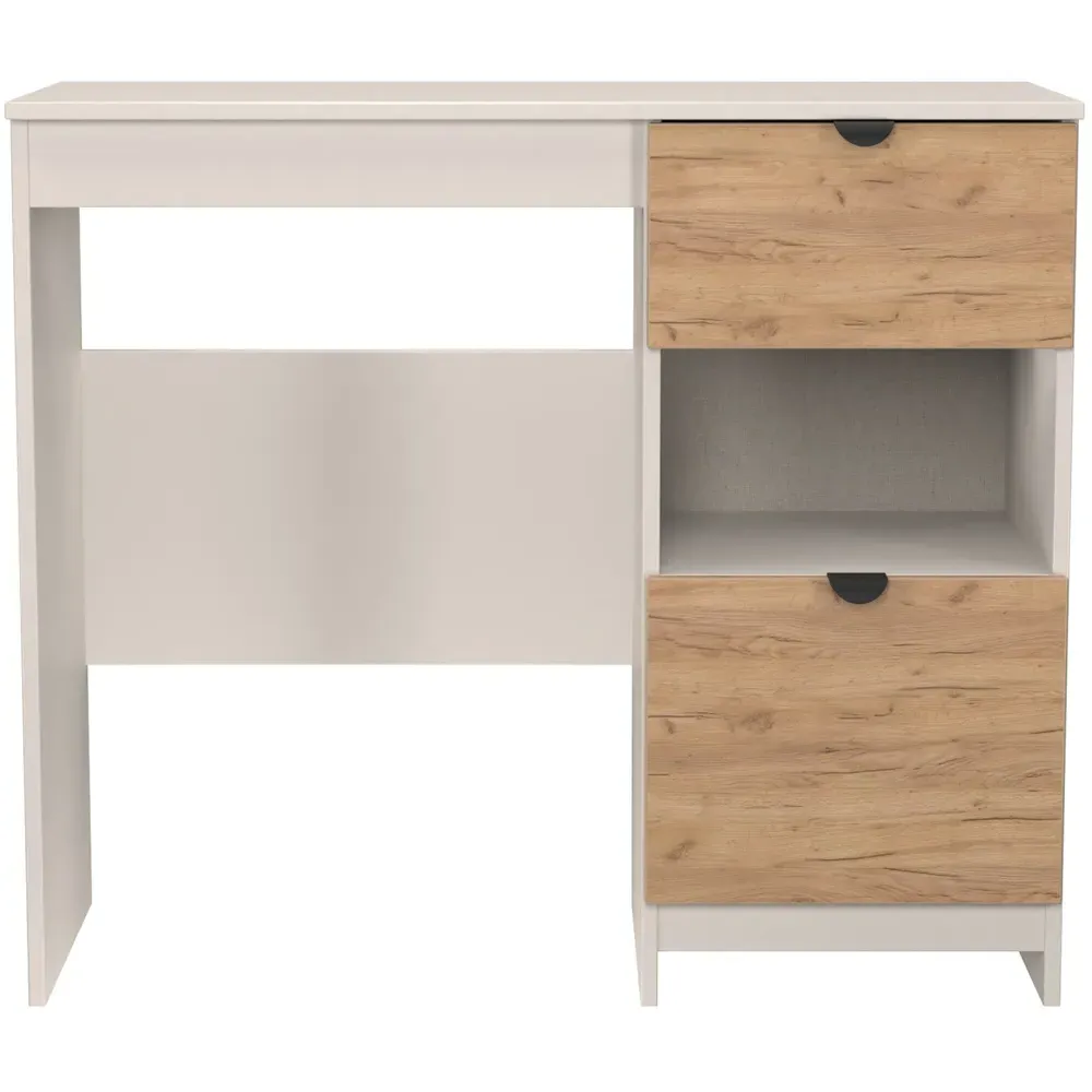 Bora 2 Drawer Vanity with Shelf - Cream, Oak