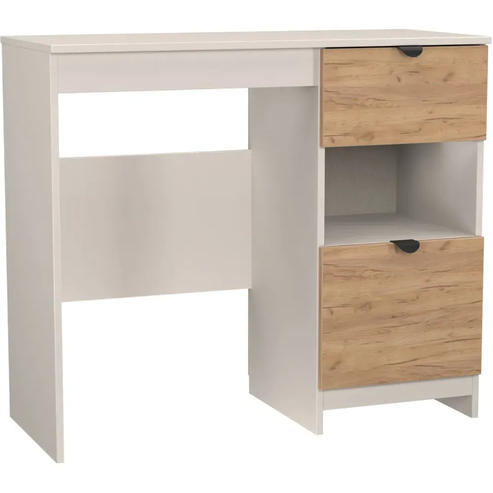 Bora 2 Drawer Vanity with Shelf - Cream, Oak