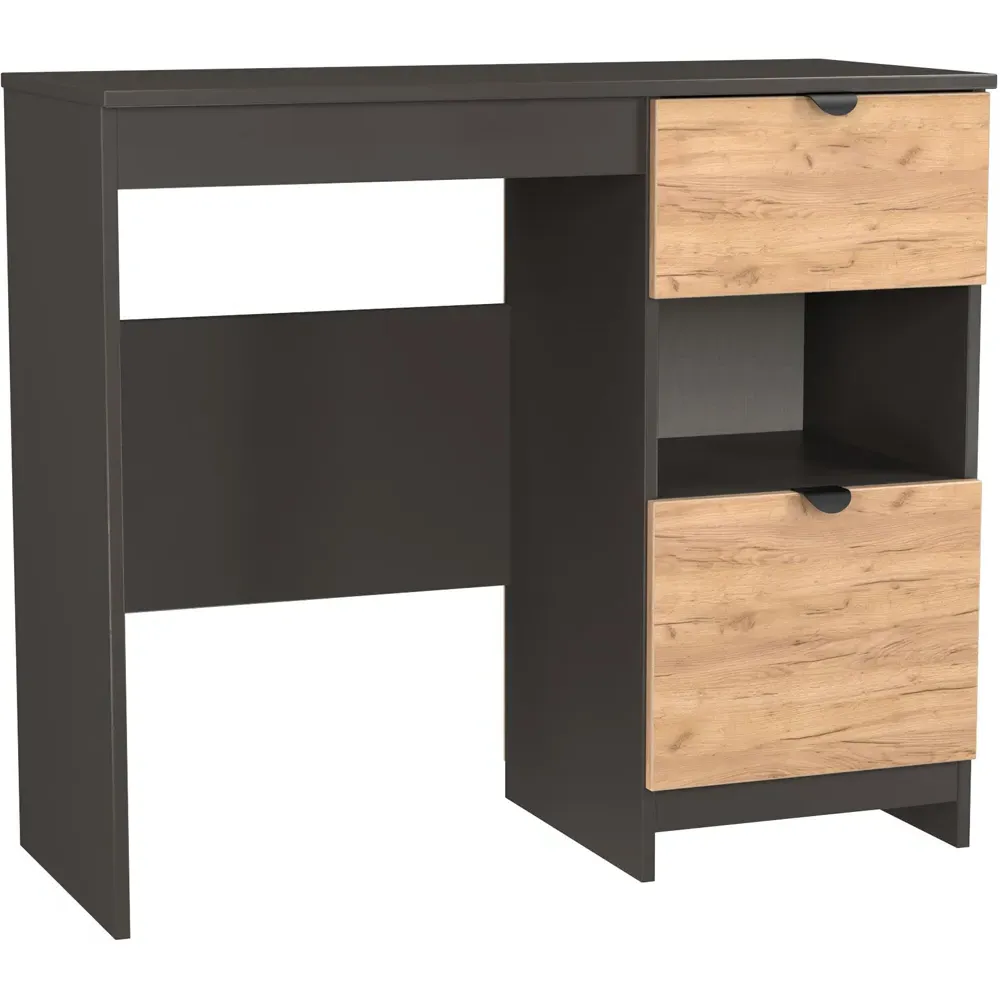 Bora 2 Drawer Vanity with Shelf - Grey, Oak