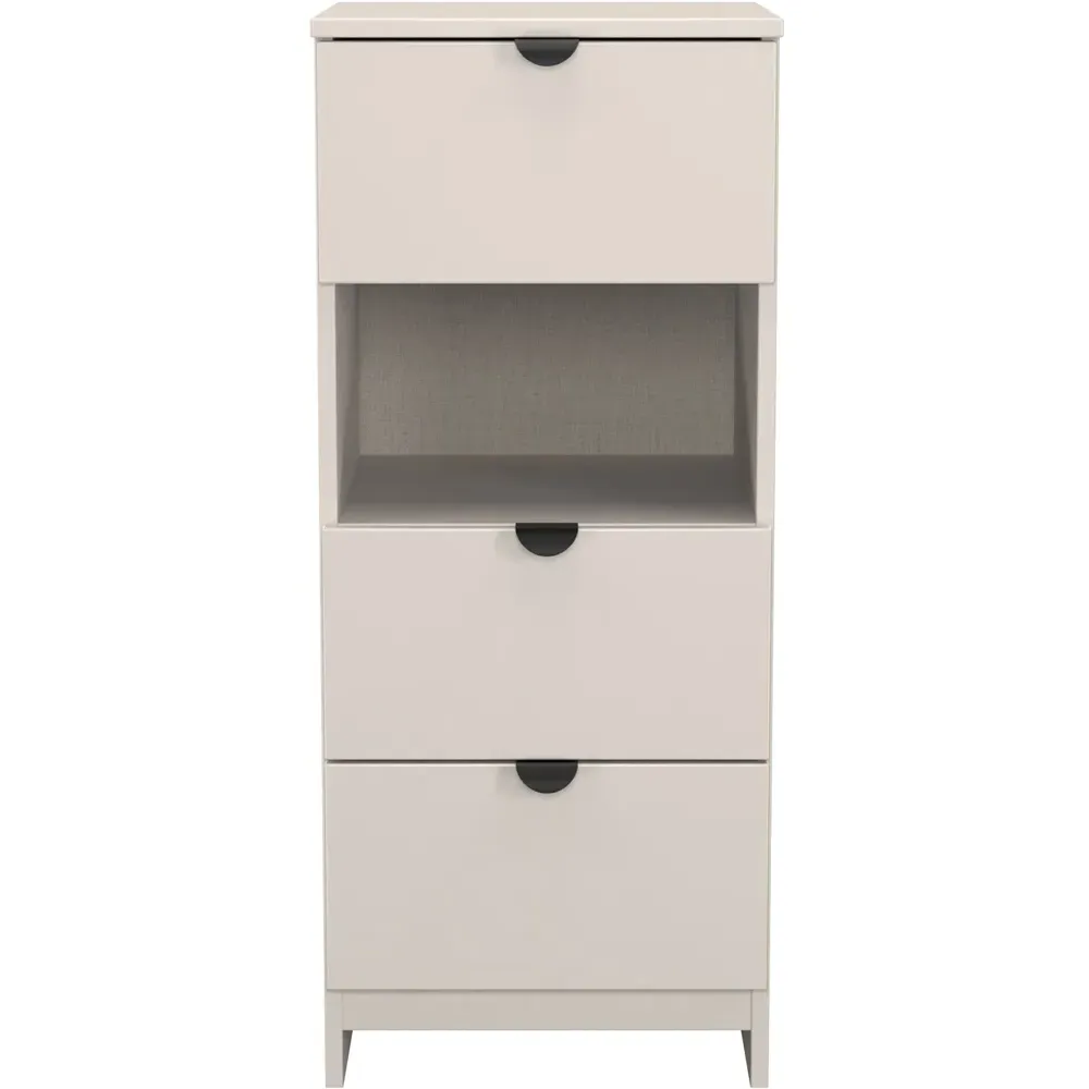 Bora 3 Drawer Bedside Cabinet with Shelf - Cream