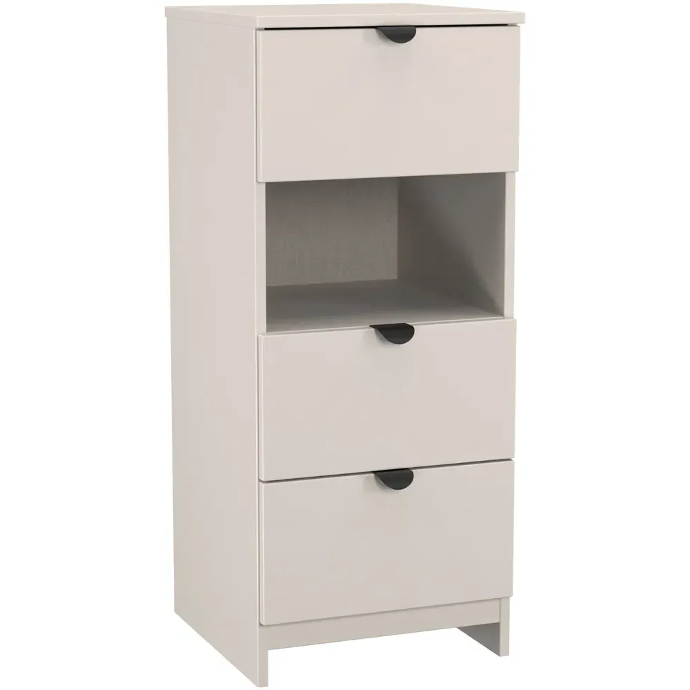 Bora 3 Drawer Bedside Cabinet with Shelf - Cream