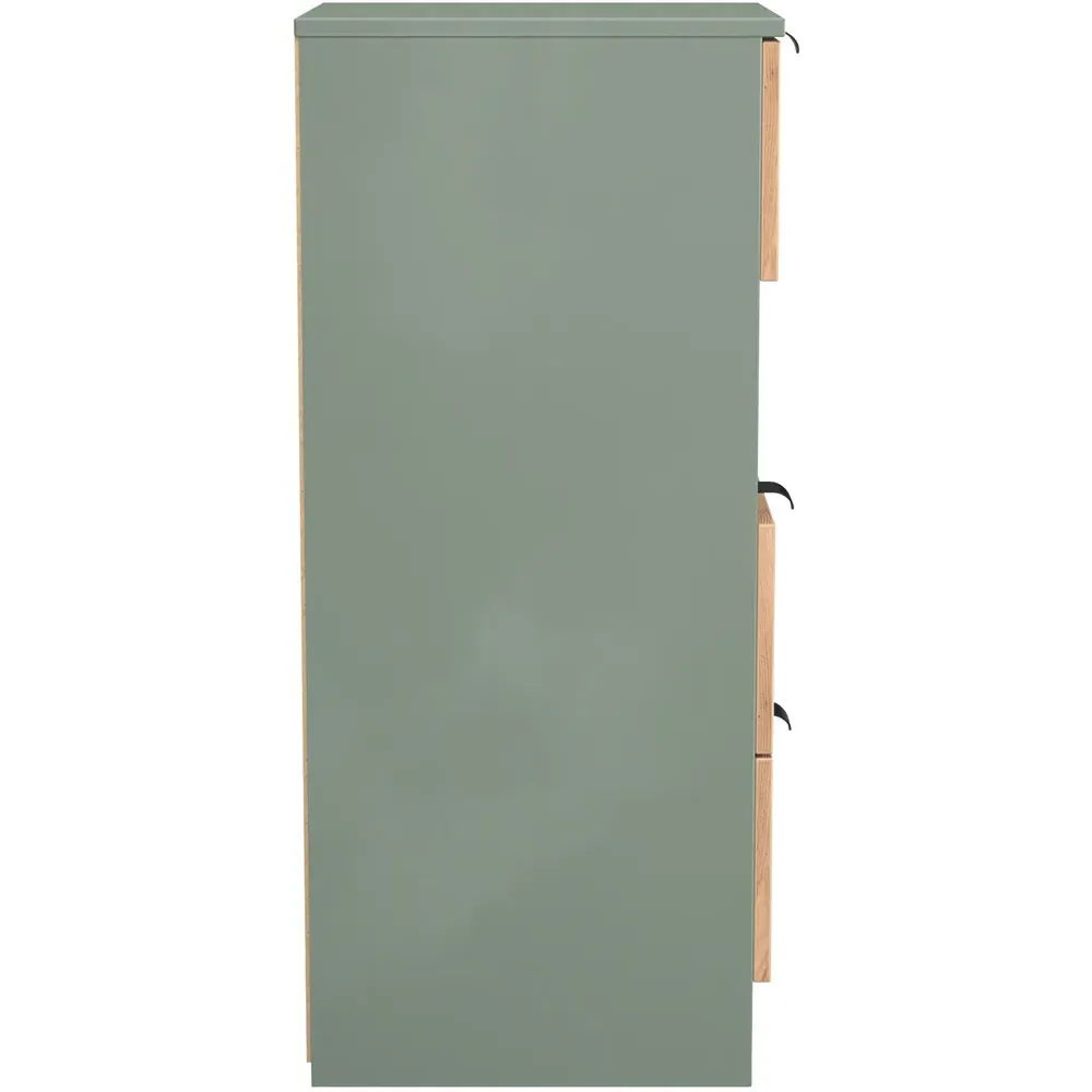 Bora 3 Drawer Bedside Cabinet with Shelf - Green, Oak