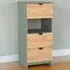 Bora 3 Drawer Bedside Cabinet with Shelf - Green, Oak