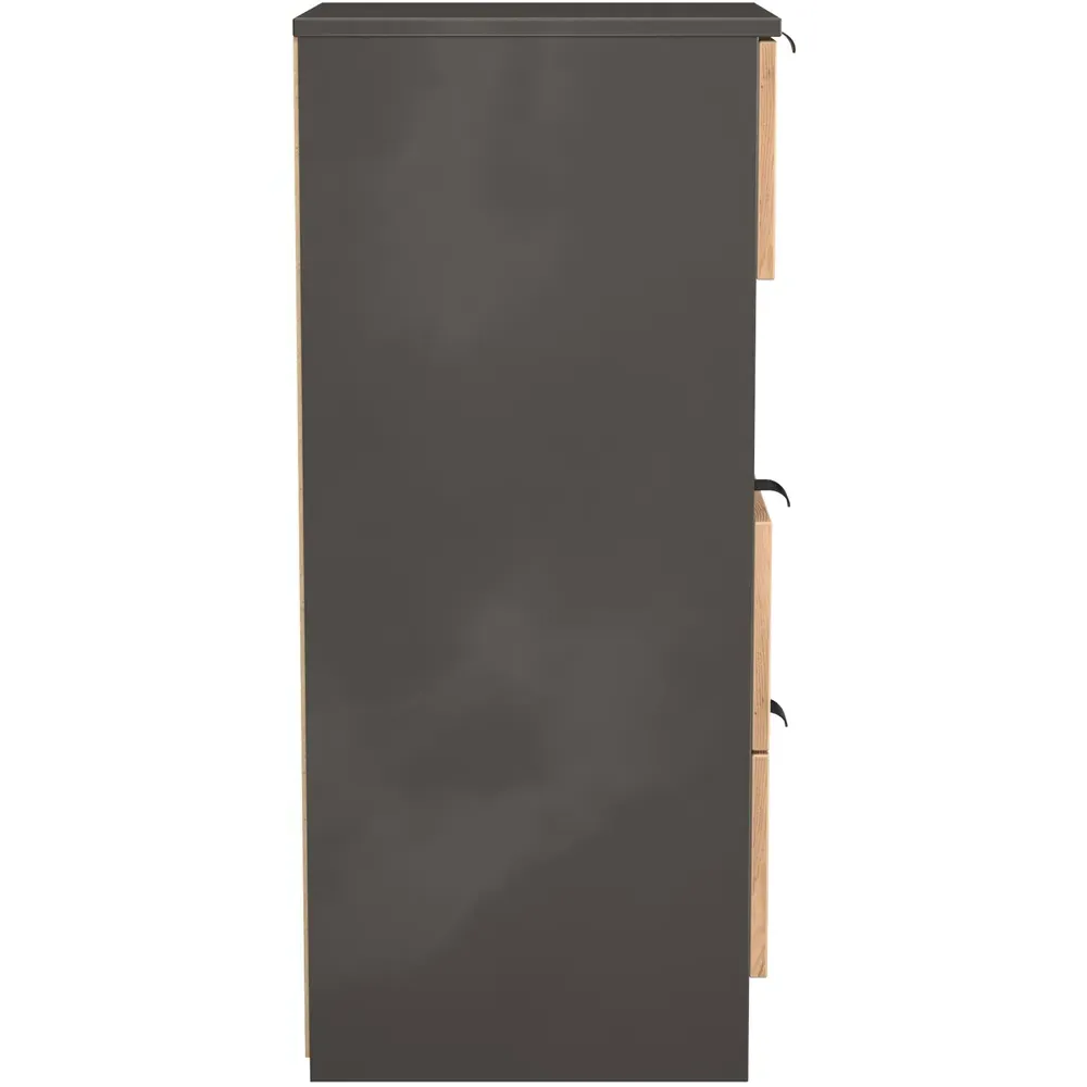 Bora 3 Drawer Bedside Cabinet with Shelf - Grey, Oak