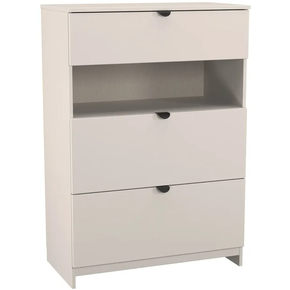 Bora 3 Drawer Single Shelf Storage Unit - Cream