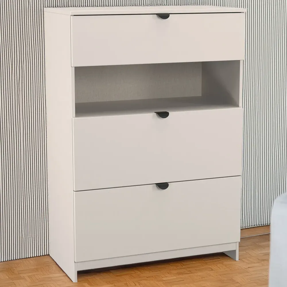 Bora 3 Drawer Single Shelf Storage Unit - Cream image