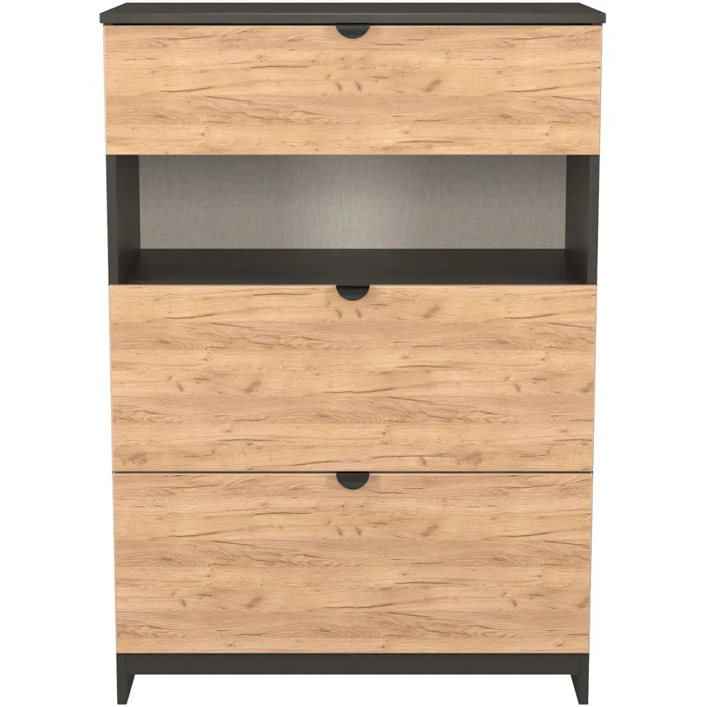 Bora 3 Drawer Storage Unit with Shelf - Grey, Oak