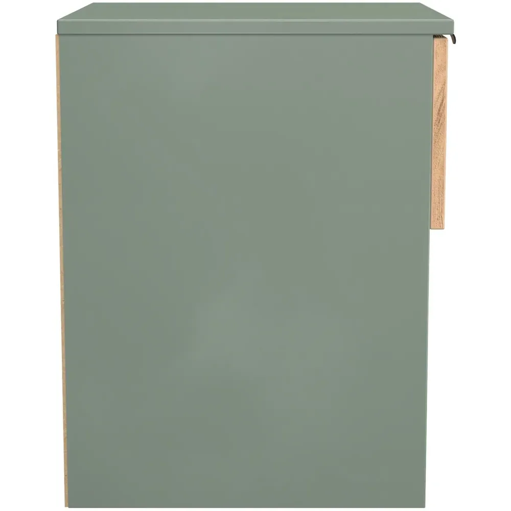 Bora Single Drawer Bedside Cabinet with Shelf - Green, Oak