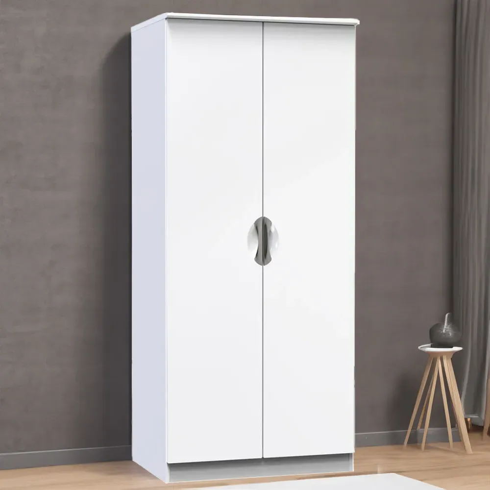 Camden 2 Door Wardrobe - White, Gloss