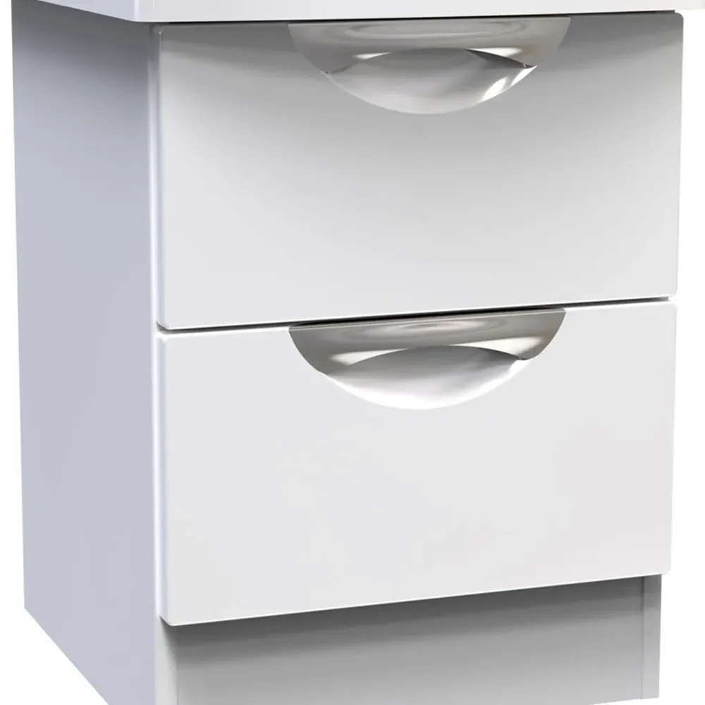 Camden 2 Drawer Bedside Table - White