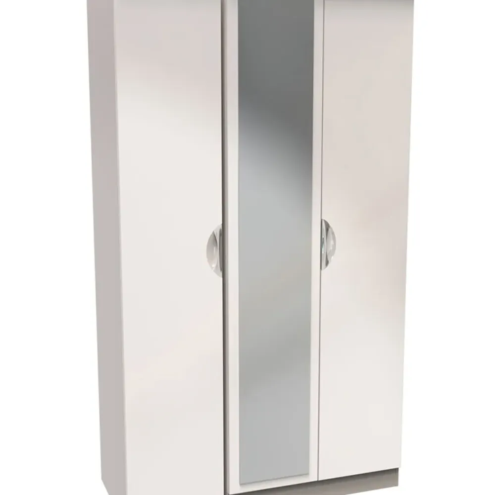 Camden 3 Door Mirrored Wardrobe with Storage - Cream