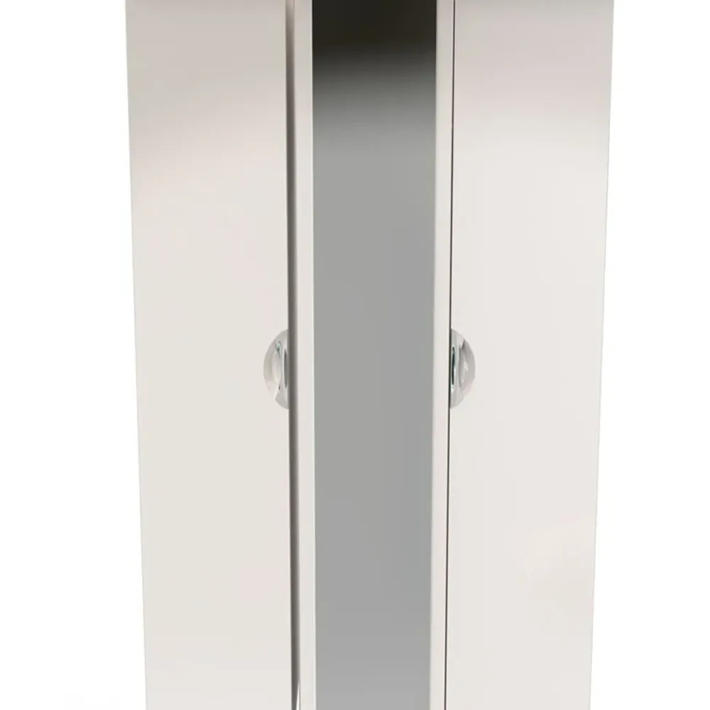 Camden 3 Door Mirrored Wardrobe with Storage - Cream
