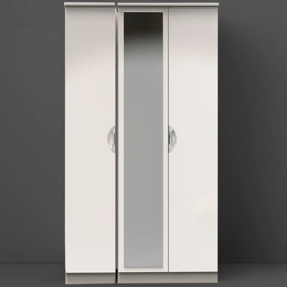 Camden 3 Door Mirrored Wardrobe with Storage - Cream image