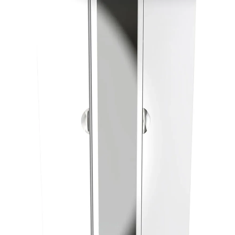 Camden 3 Door Mirrored Wardrobe with Storage - White